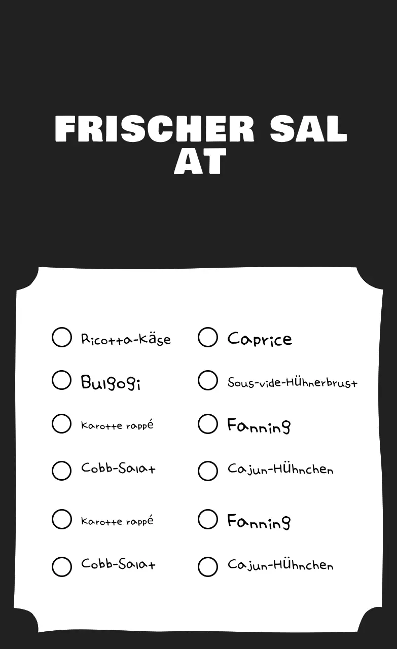 Schwarze, einfache Menütafel-Werbung