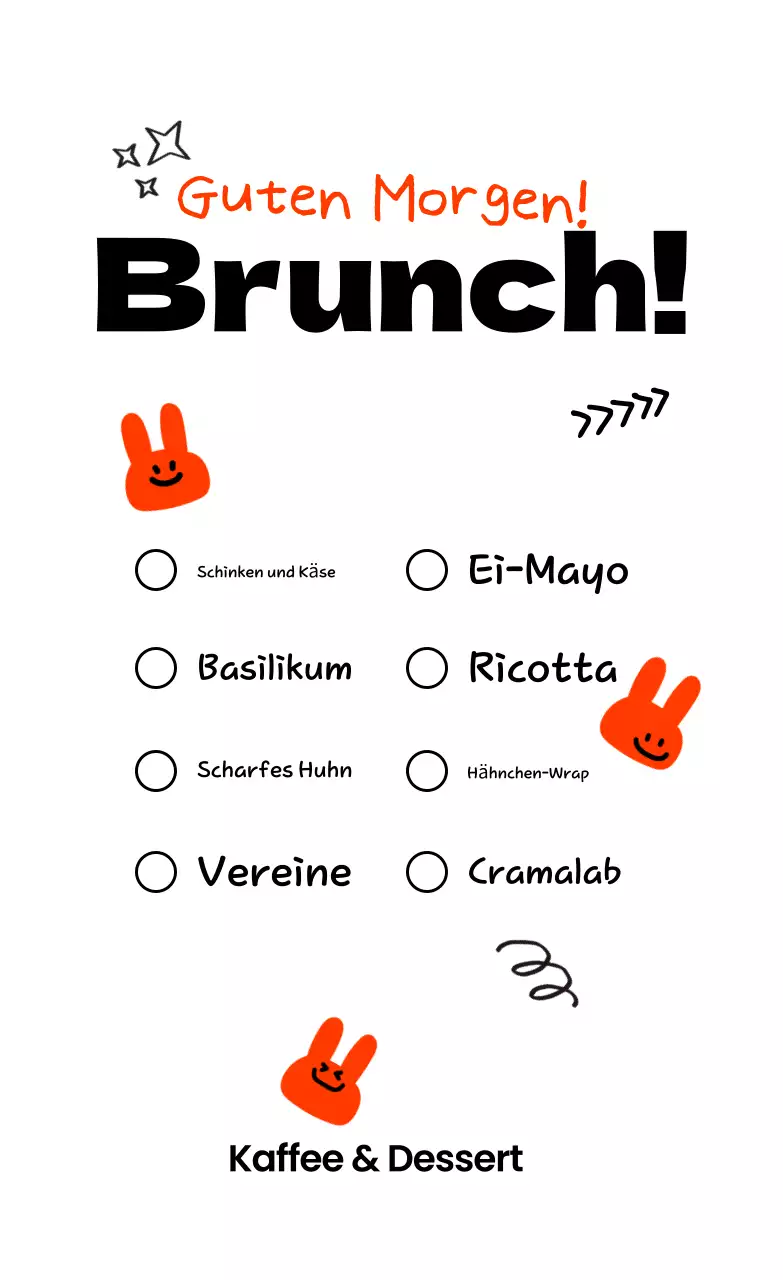 Orange Kitsch Brunch-Menü
