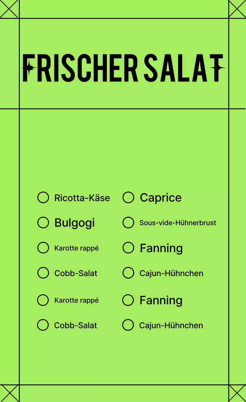 Orange Einfaches Salatmenü