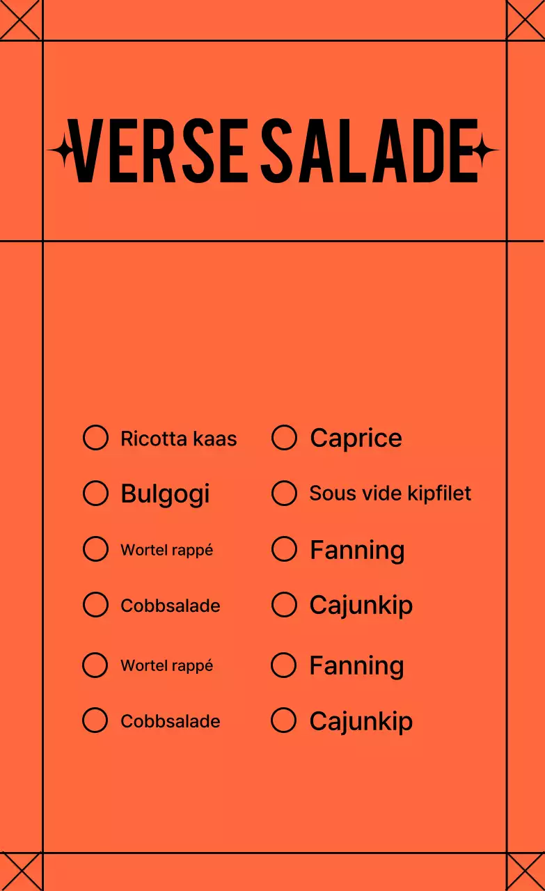 Menu voor een eenvoudige sinaasappelsalade