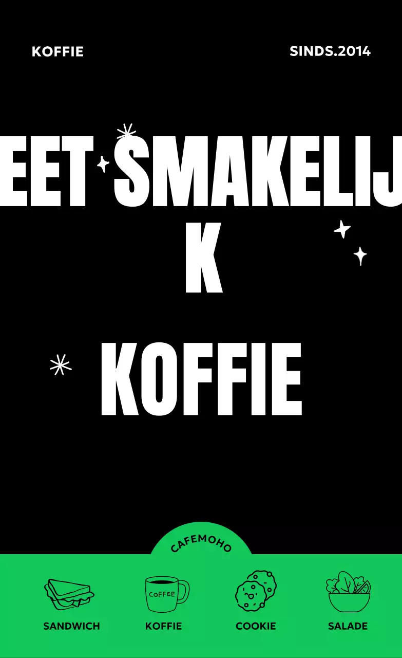 Zwarte moderne koffie advertentie