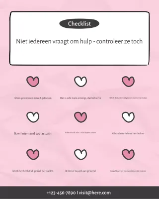 Roze minimale checklist voor geestelijke gezondheid