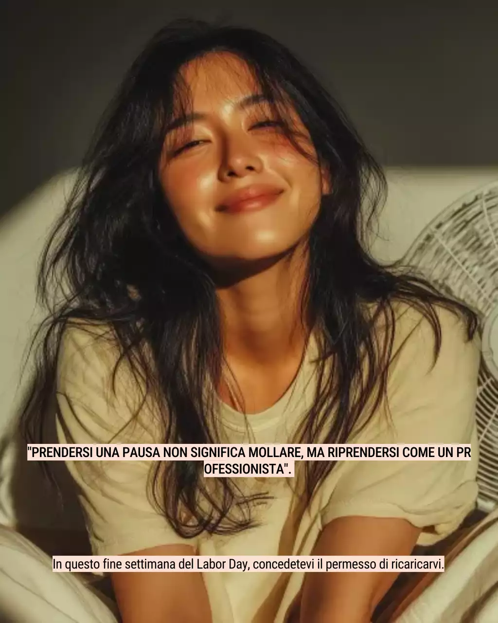 Messaggi motivazionali moderni per il benessere in beige e verde per il Labor Day - Post su Instagram