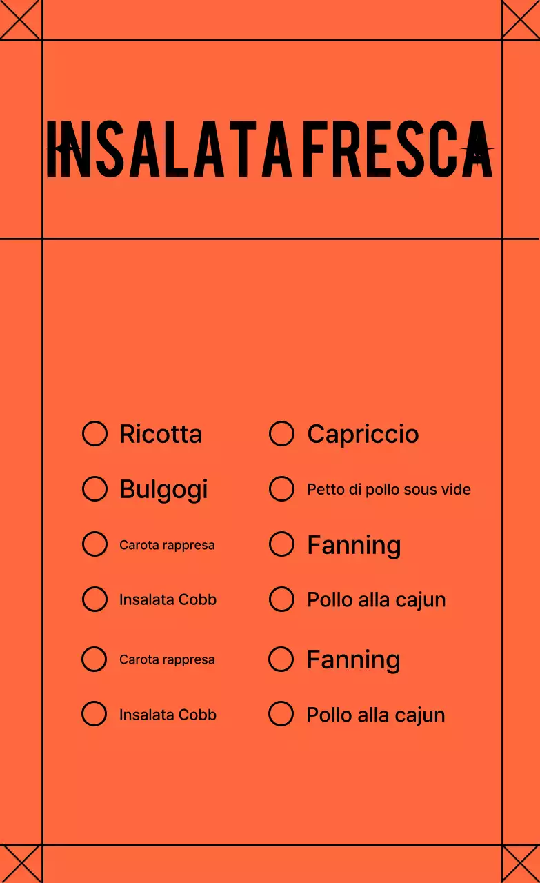 Menù semplice insalata arancione