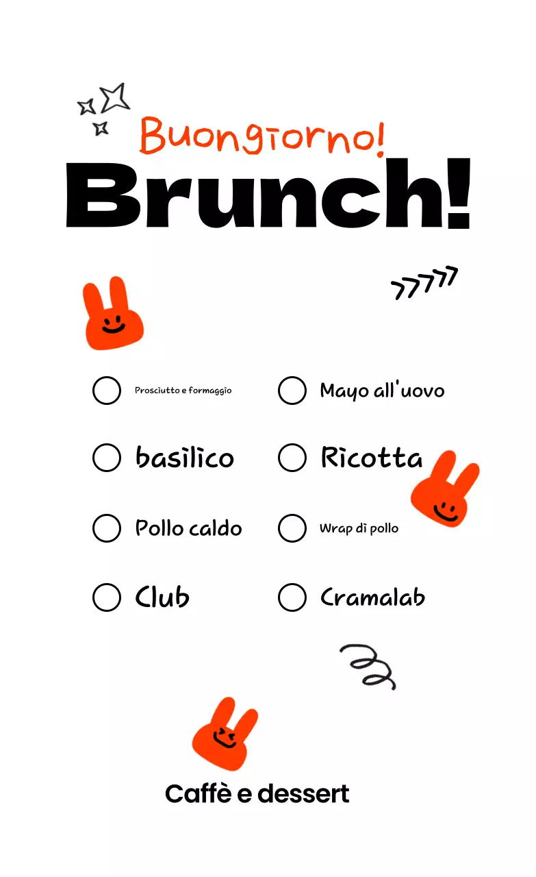 Menù del brunch Orange Kitsch