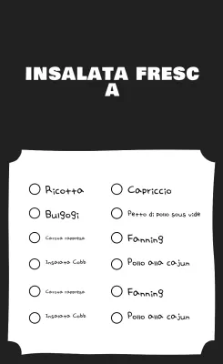 Pubblicità sul semplice menu nero