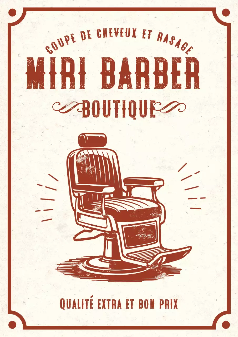 Publicité vintage marron pour un salon de coiffure