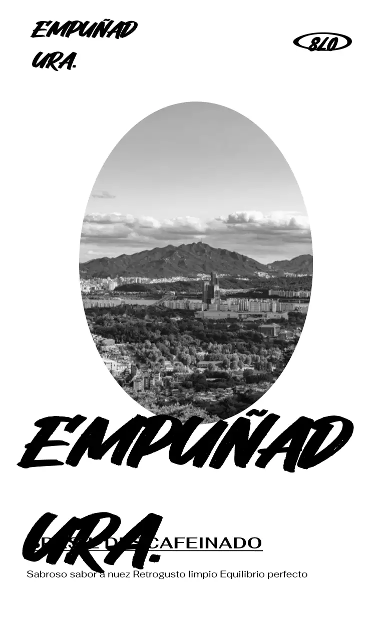 Anuncio de café moderno en blanco y negro