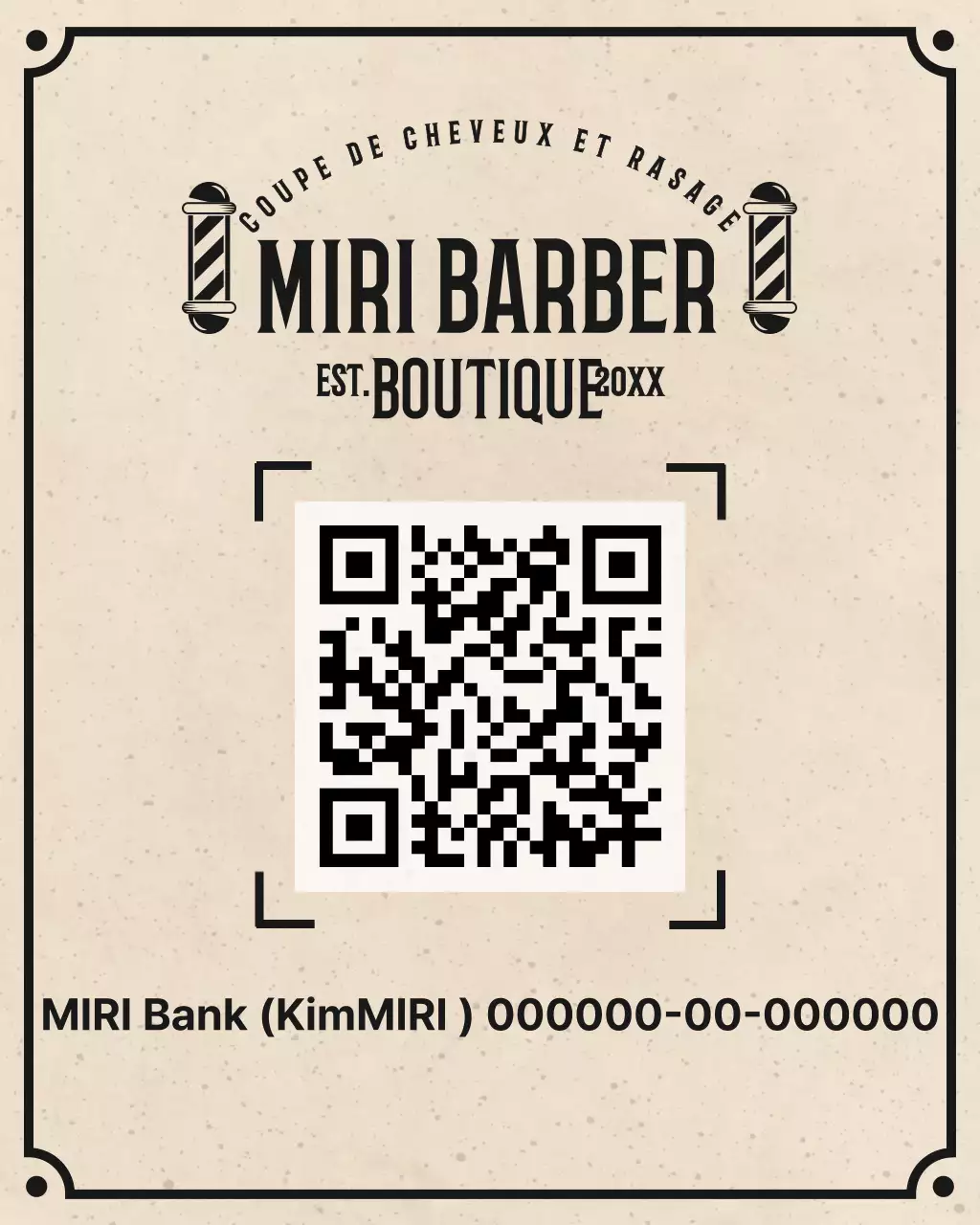 Carte de visite de salon de coiffure vintage beige