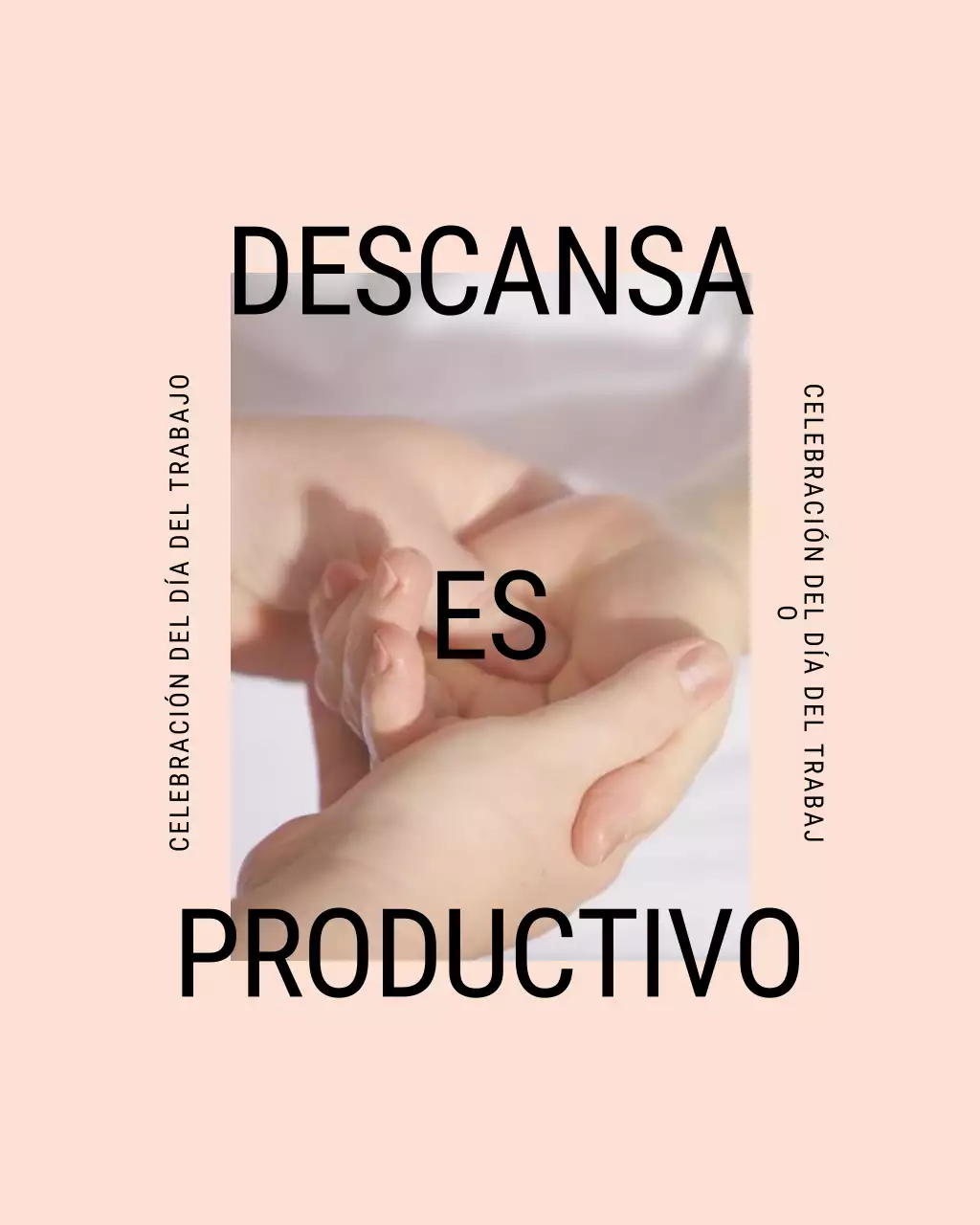 Publicación de Instagram con mensajes motivacionales de bienestar para el Día del Trabajo en tonos beige y verde