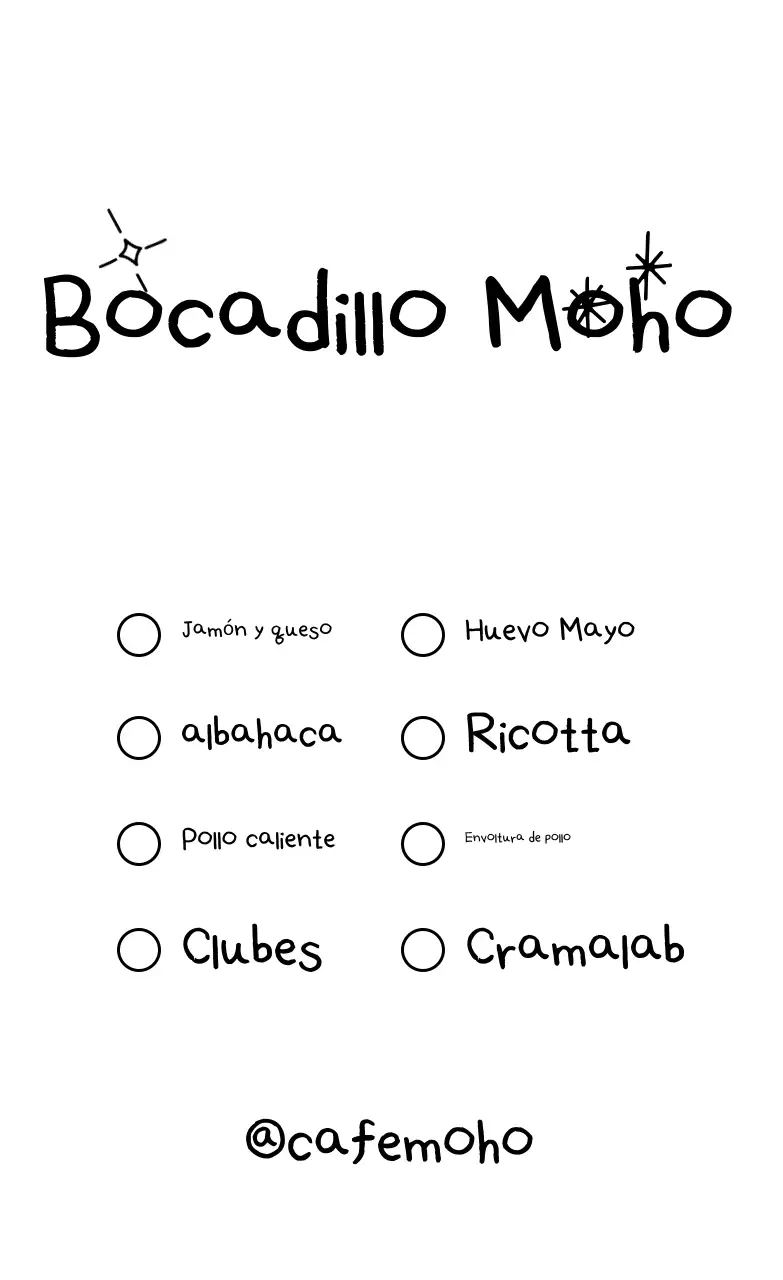 Anuncio de menú simple en blanco y negro