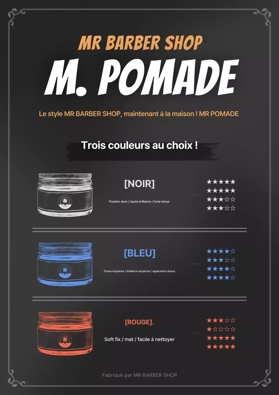 Publicité pour une coiffure moderne noire