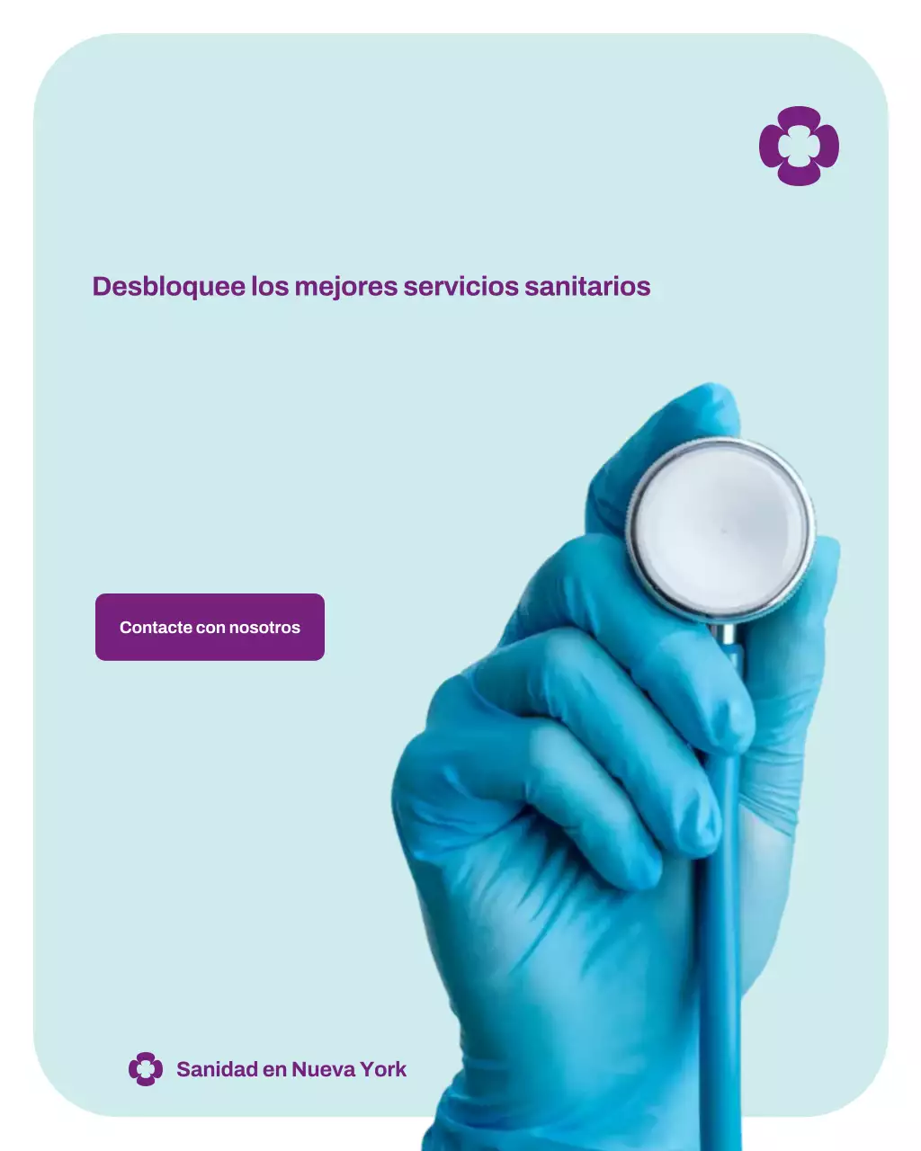 Promoción de atención médica sencilla y azul