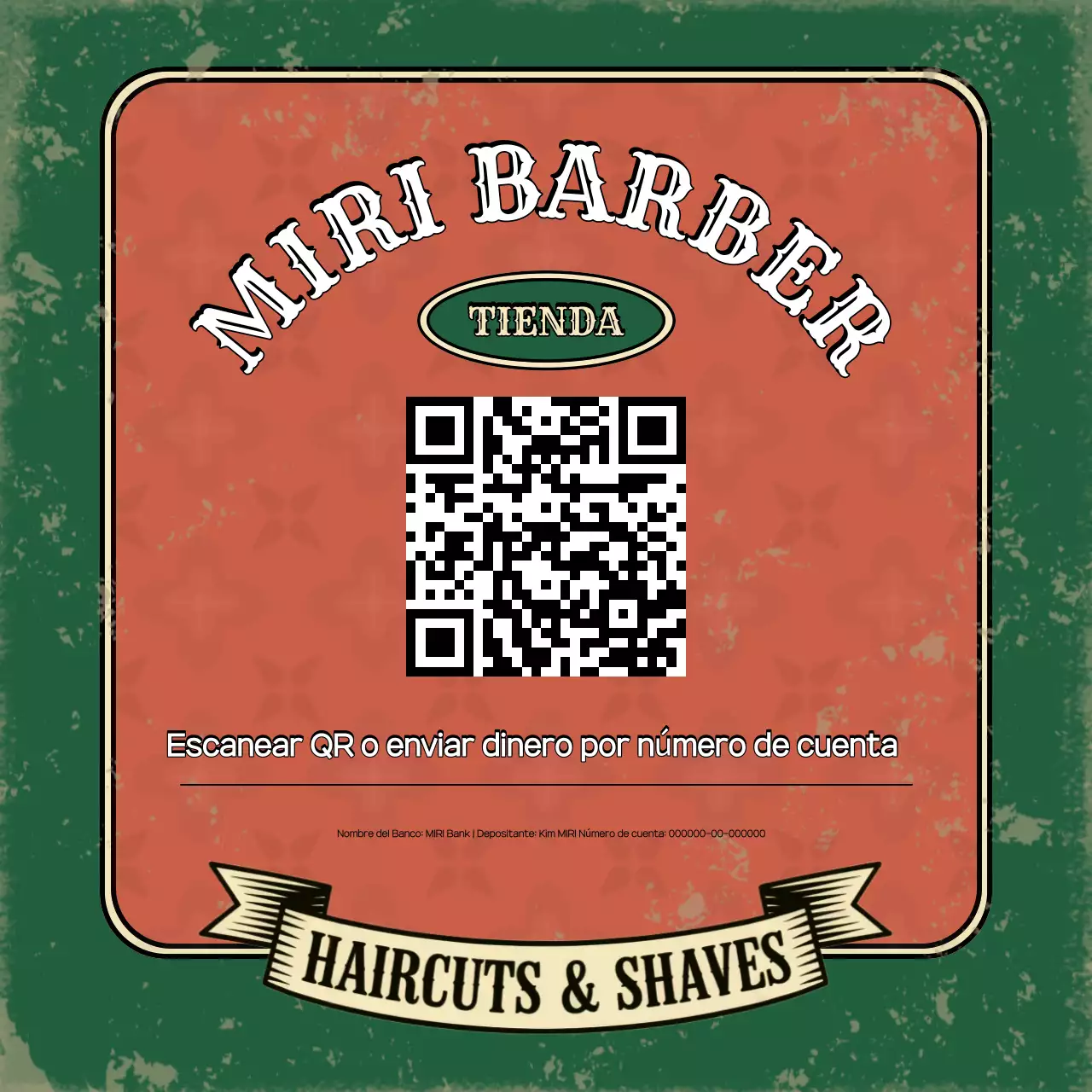 Guía de barbería vintage verde