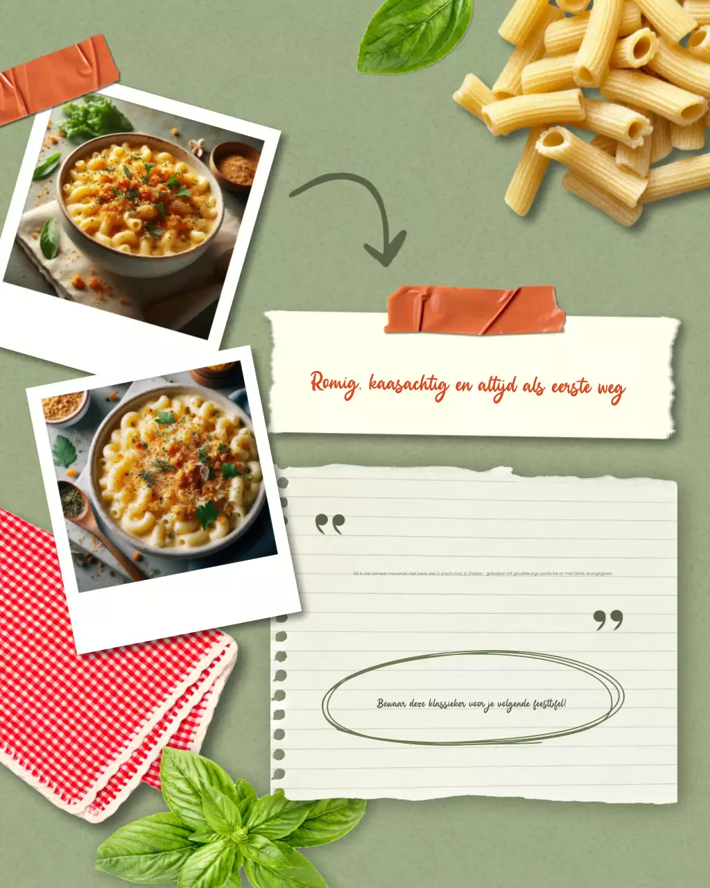 Instagram-bericht met recept voor groene rustieke macaroni en kaas