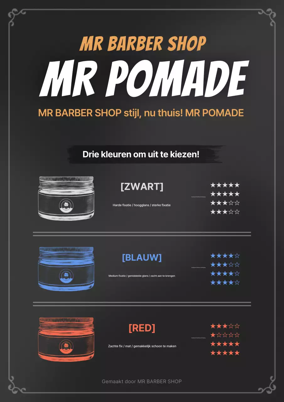 Advertentie voor zwart modern kapsel