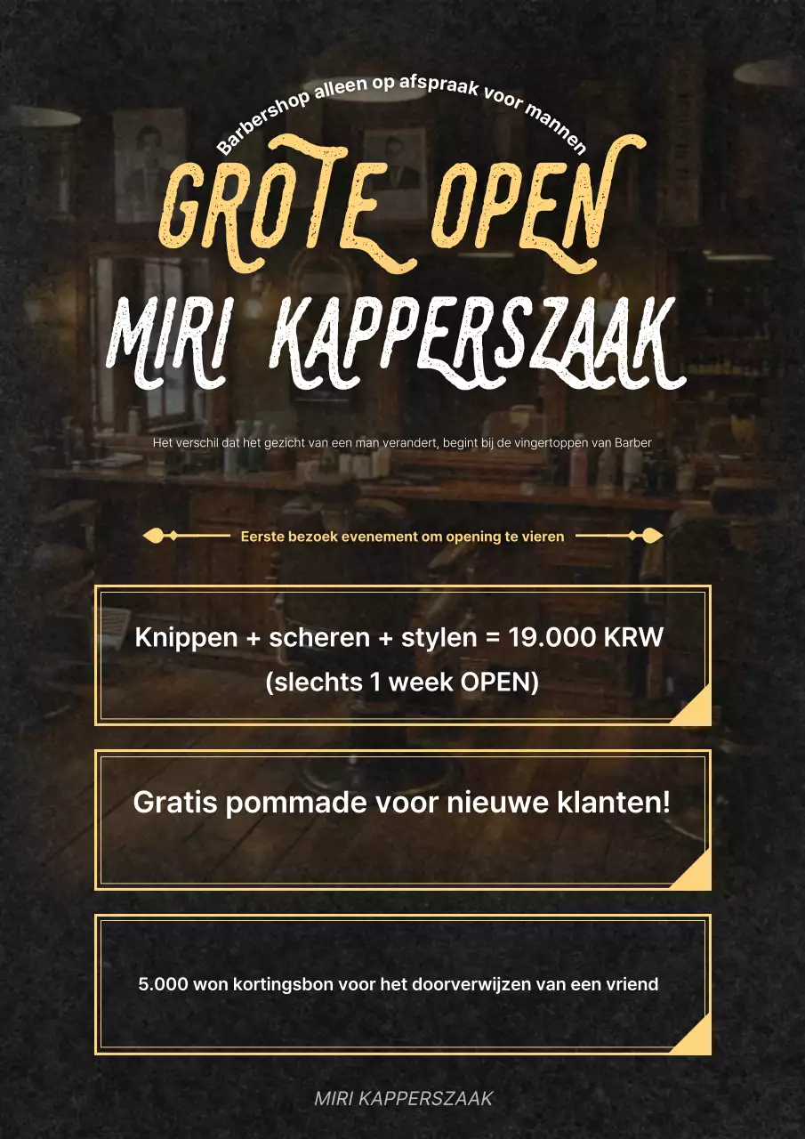 Openingsevenement voor een zwarte vintage kapperszaak