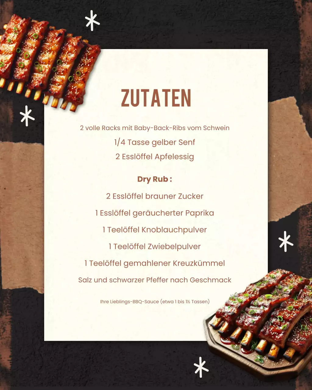 Rezept für braune rustikale gegrillte Rippchen auf Instagram