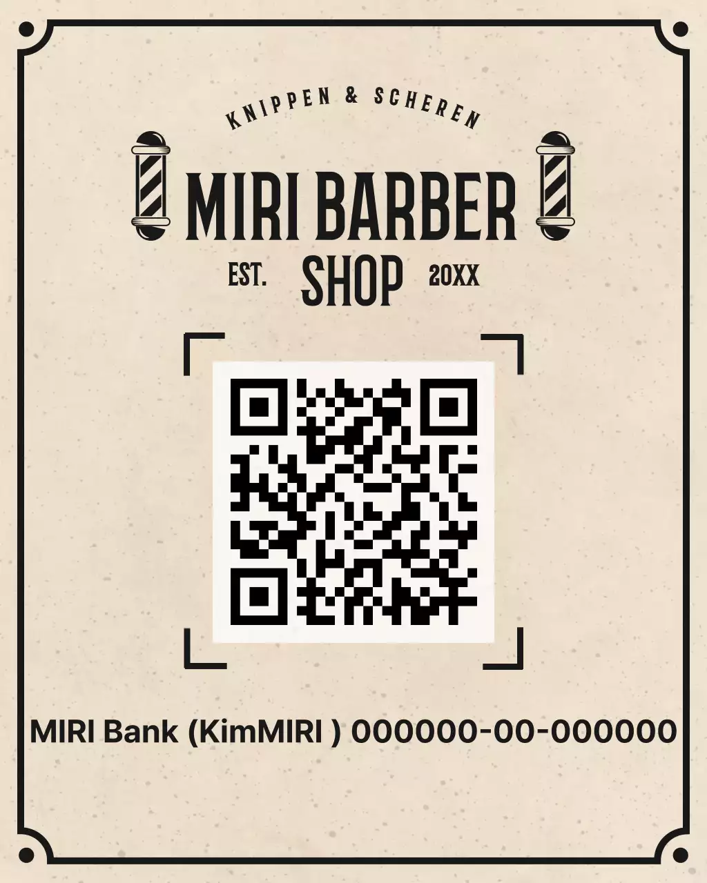 Beige vintage kapperszaak visitekaartje