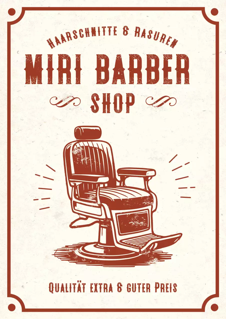 Braune Vintage Barbershop-Werbung