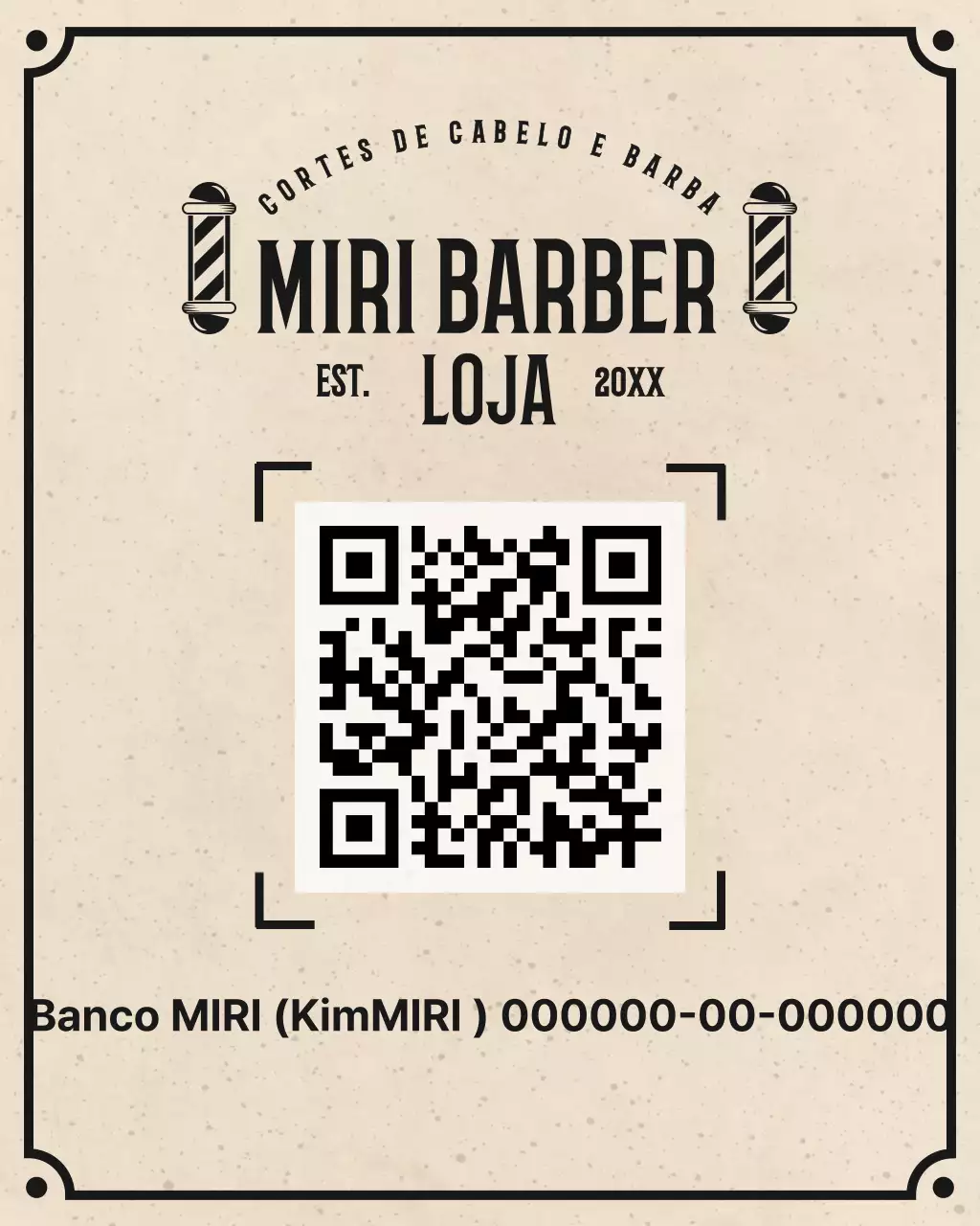 Cartão de Visita Bege Vintage para Barbearia