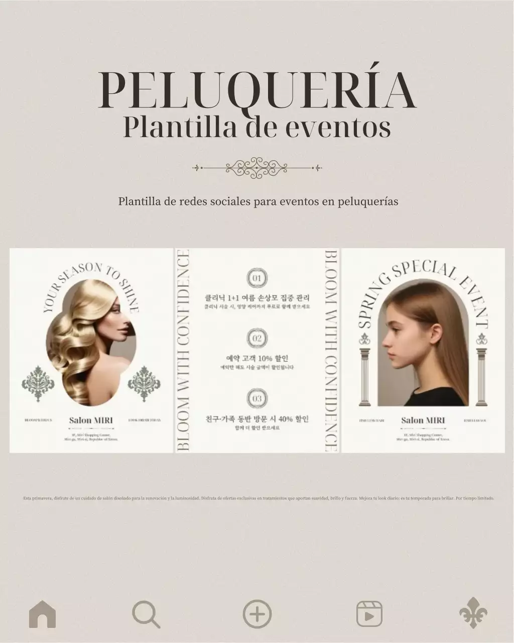 Promoción de peluquería moderna beige