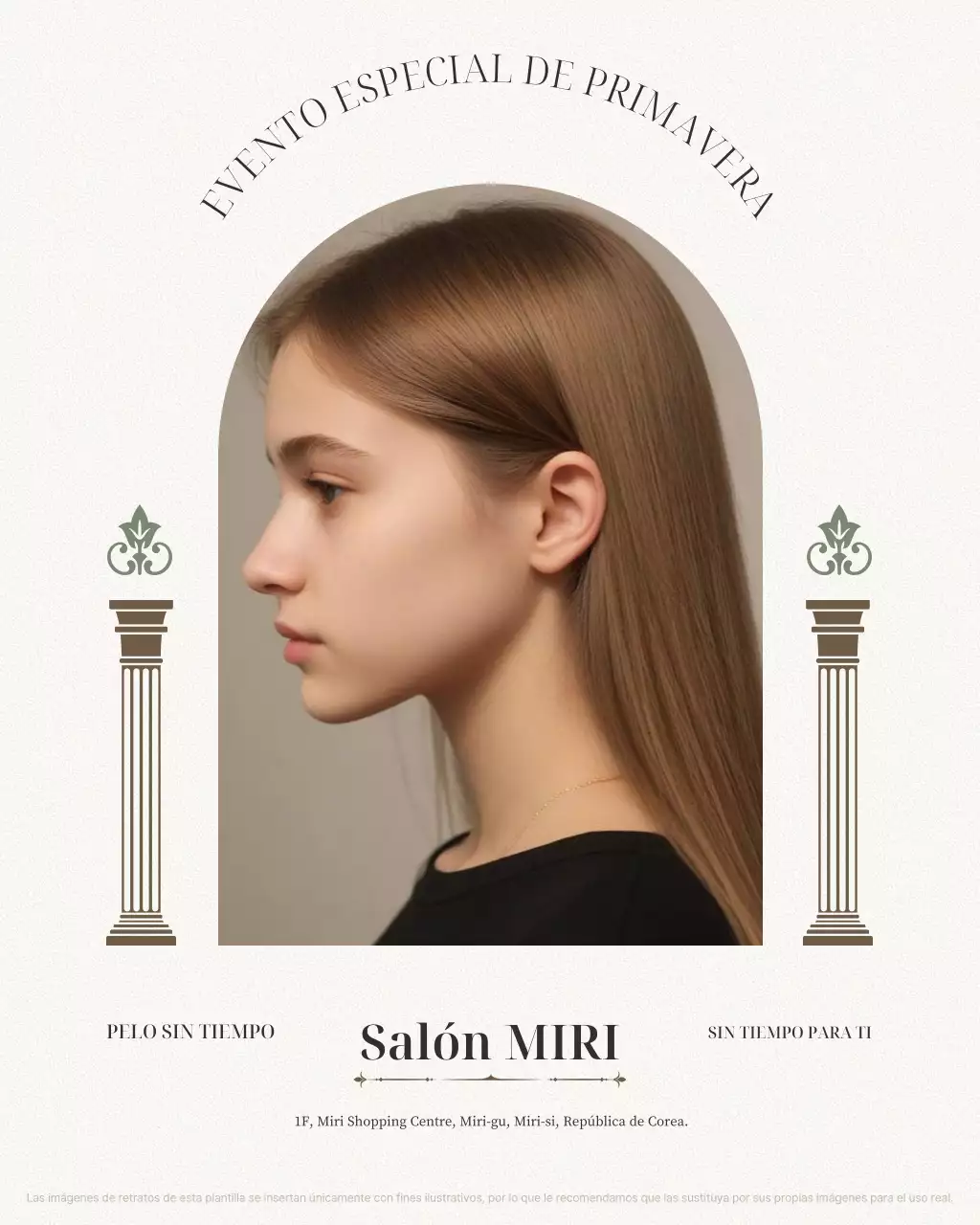 Promoción de peluquería moderna beige