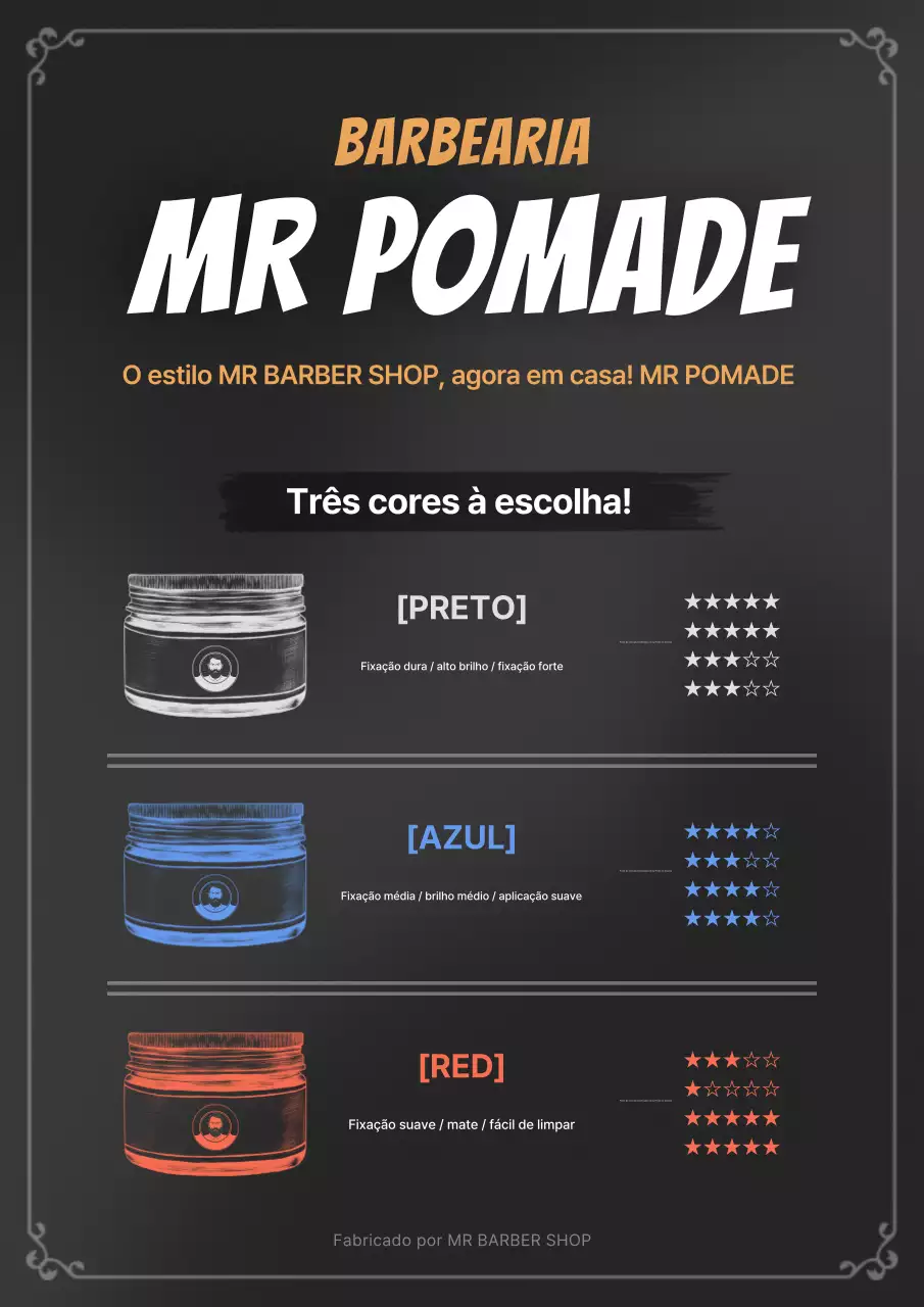 Anúncio de penteado moderno preto