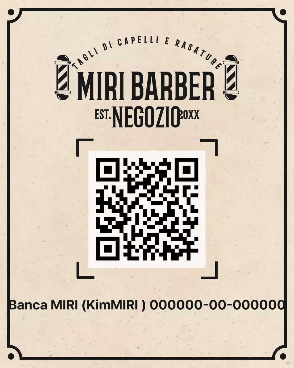 Biglietto da visita vintage beige da barbiere