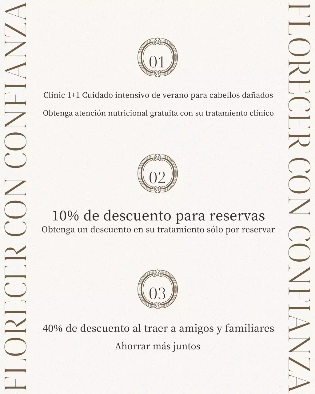 Promoción de peluquería moderna beige