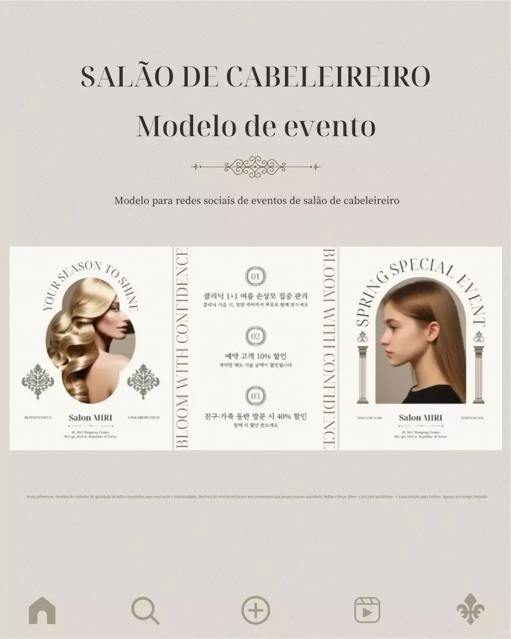 Promoção de salão de cabeleireiro moderno bege