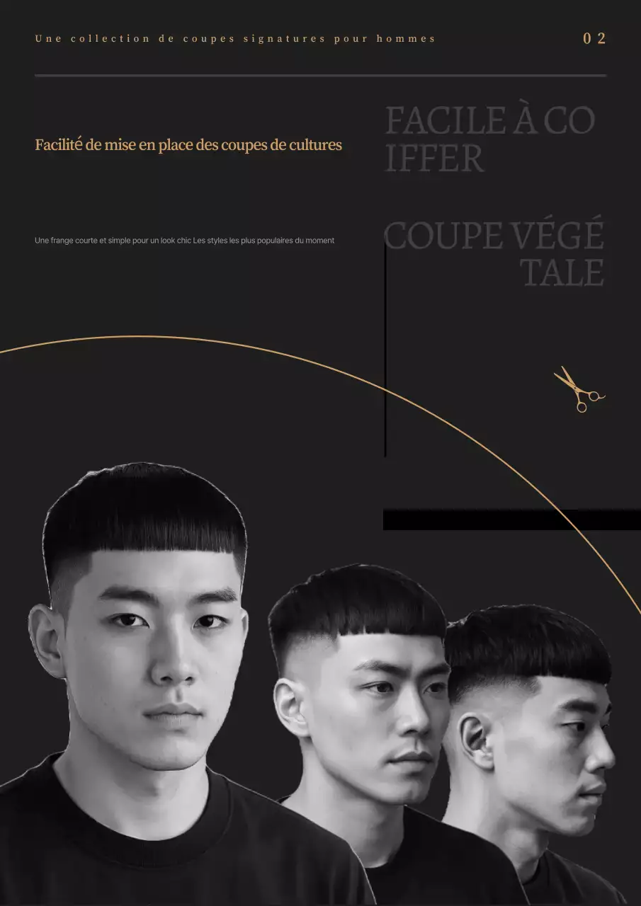 Publicité pour une coiffure simple en noir et blanc