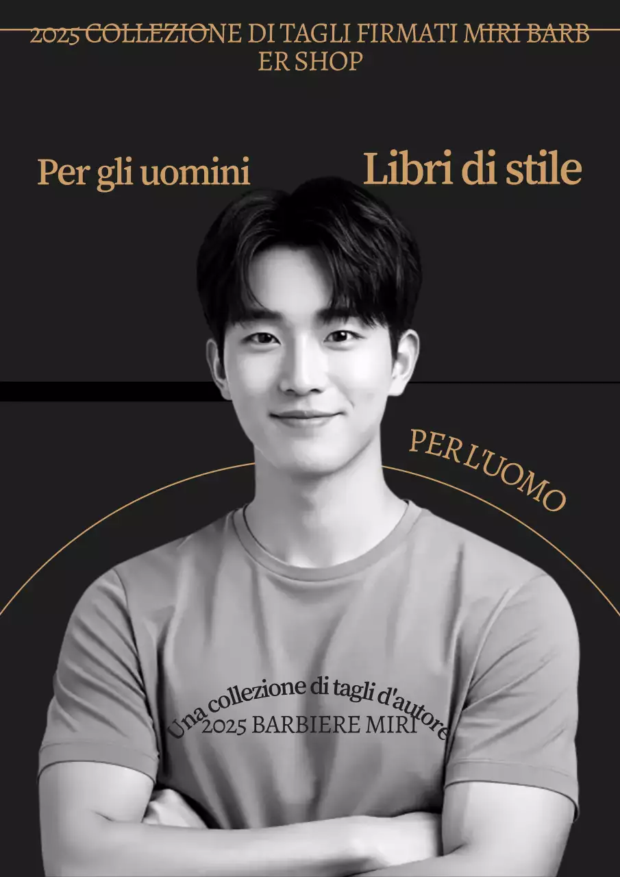 Pubblicità di acconciature semplici in bianco e nero