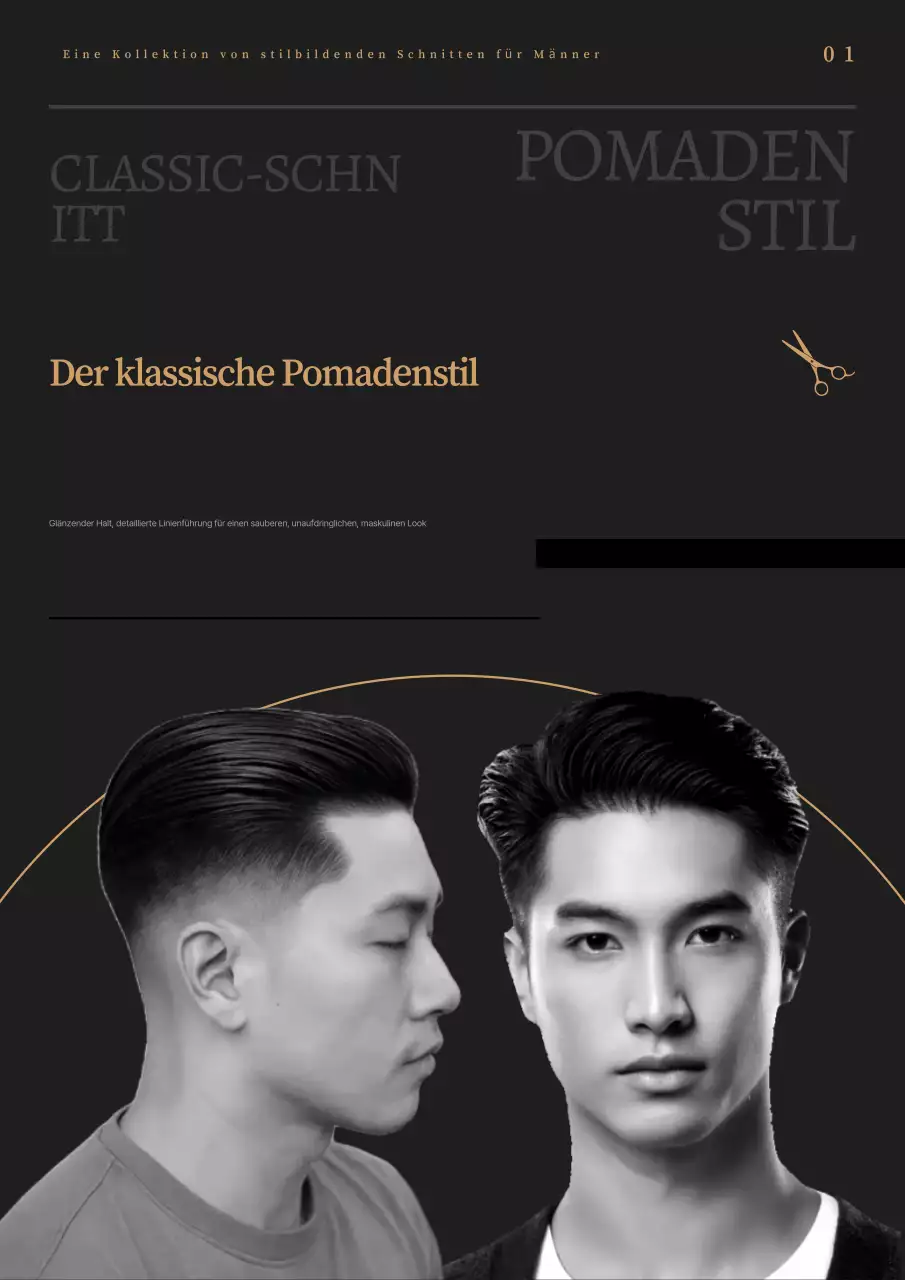 Schwarz-weiße Werbung für einfache Frisuren