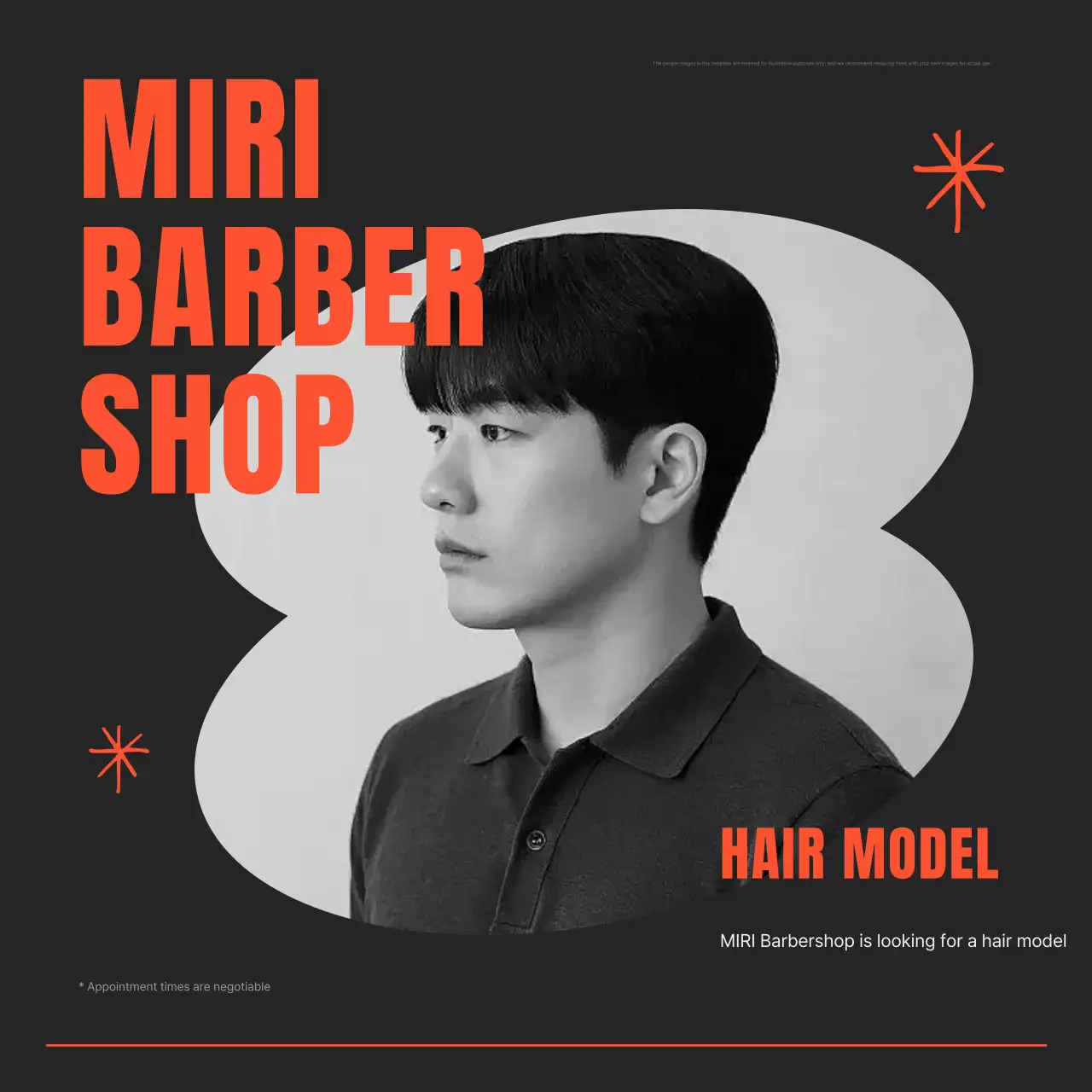 Simple black and orange hair model recruitment promotion