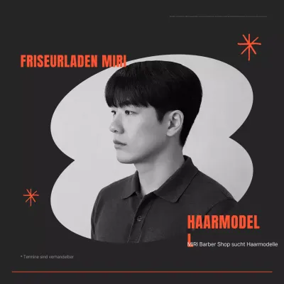 Einfache Werbung für die Anwerbung von Models mit schwarzen und orangefarbenen Haaren