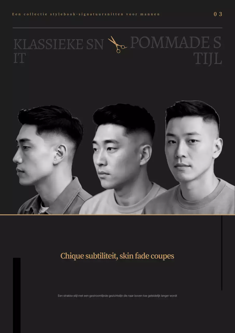 Advertentie voor zwart-wit eenvoudig kapsel