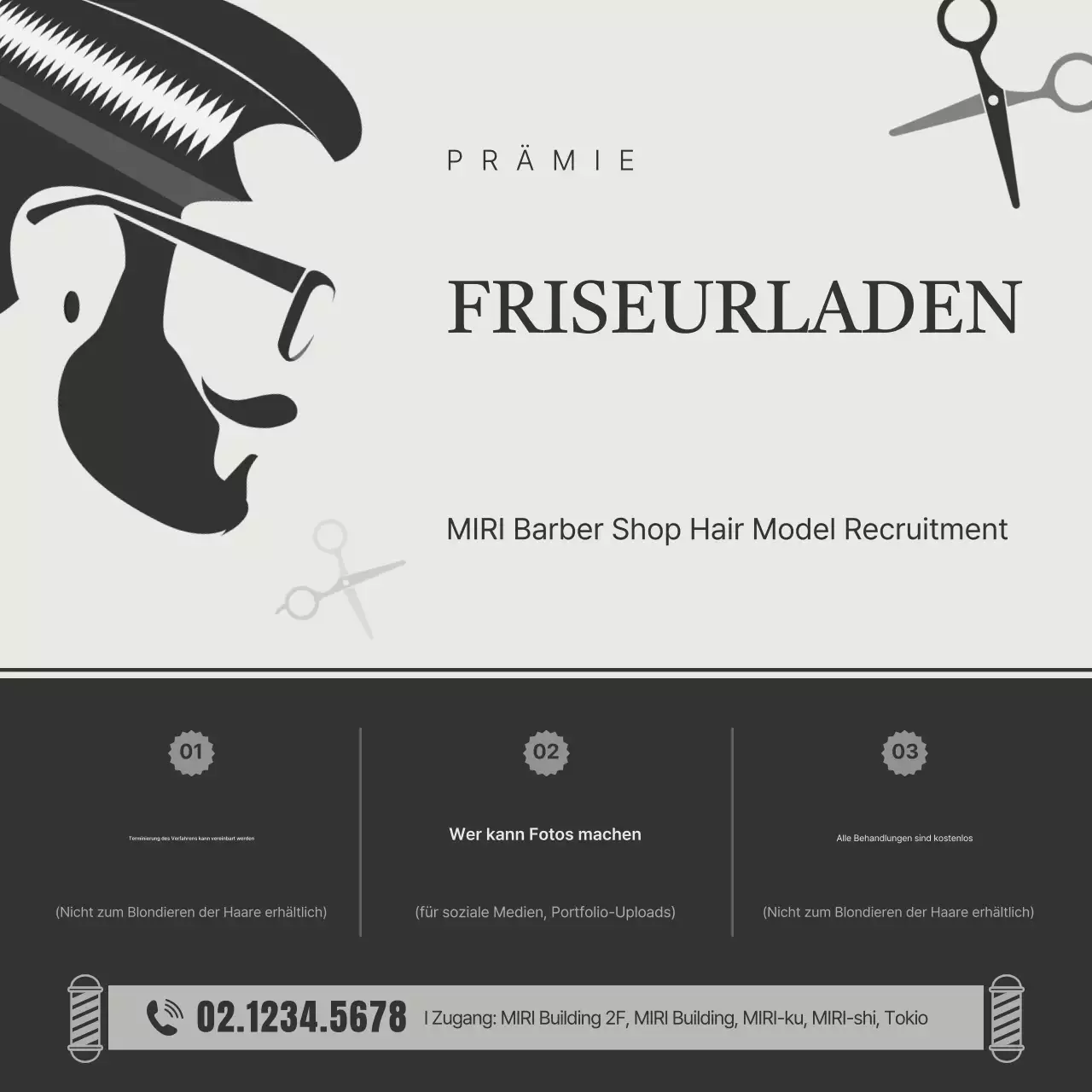 Förderung der Anwerbung von Models mit schwarzem, modernem Haar