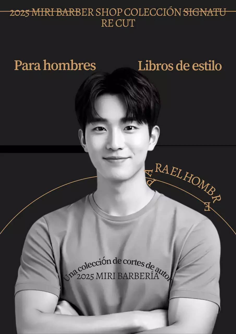 Anuncio de peinado sencillo en blanco y negro