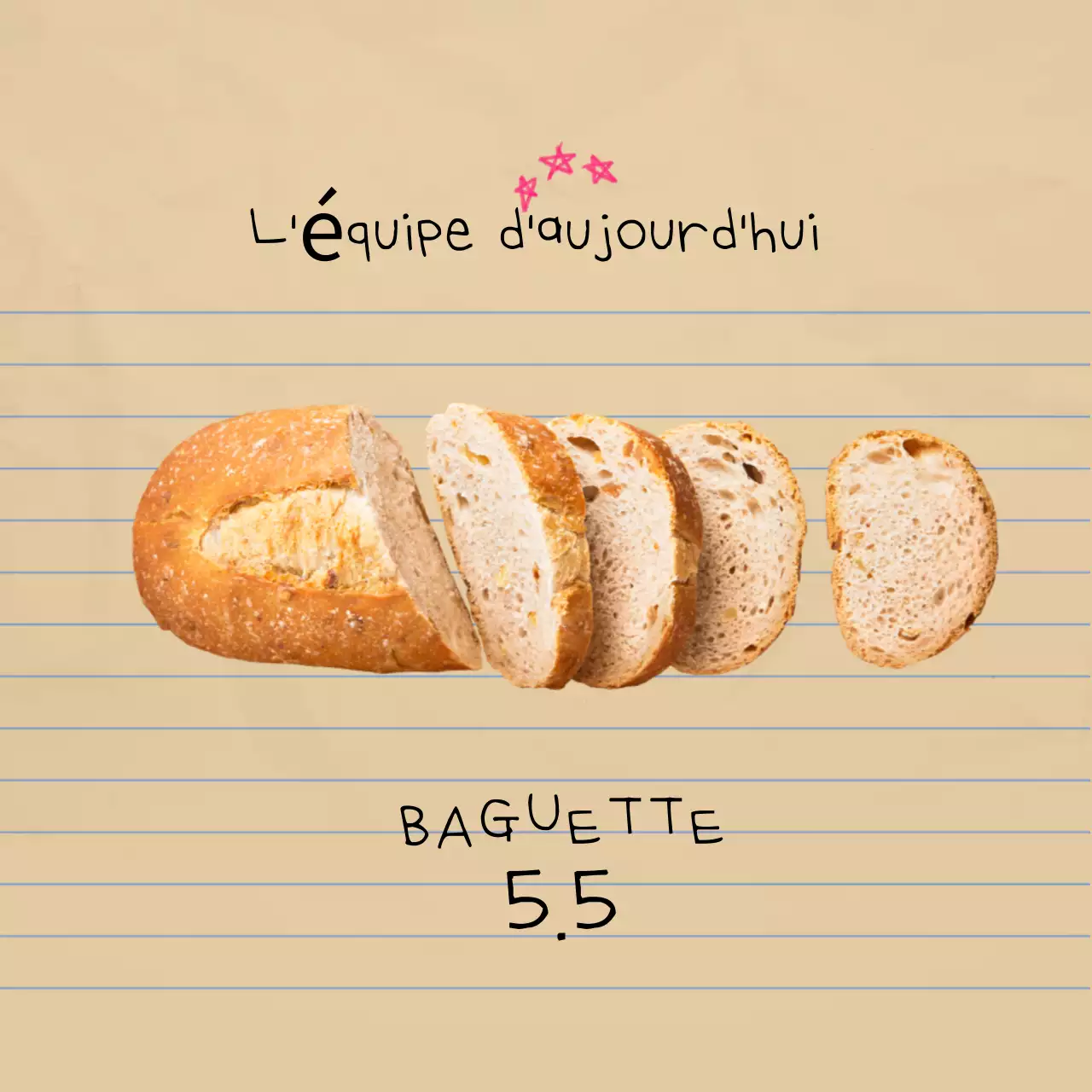 Menu de boulangerie simple beige