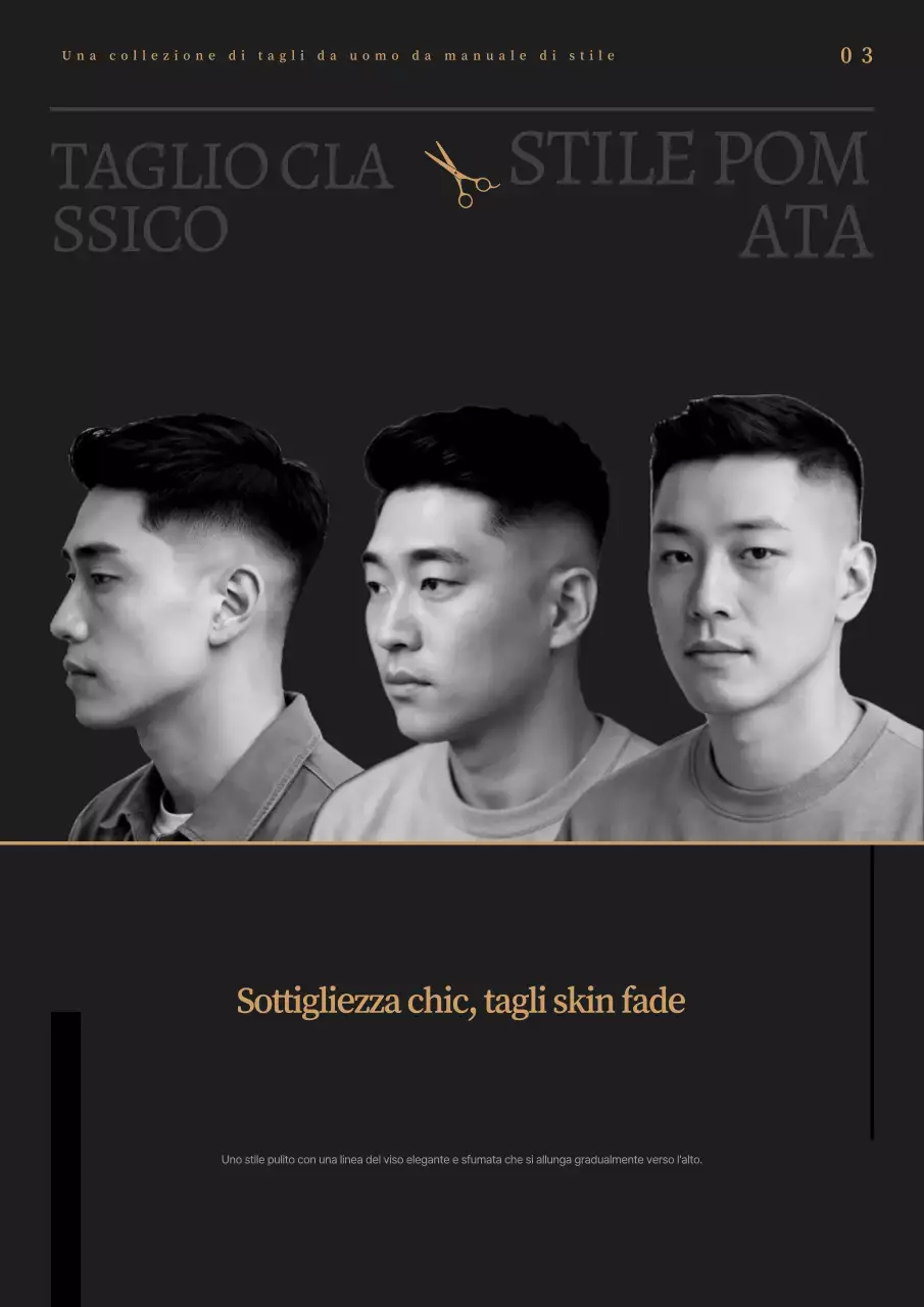 Pubblicità di acconciature semplici in bianco e nero