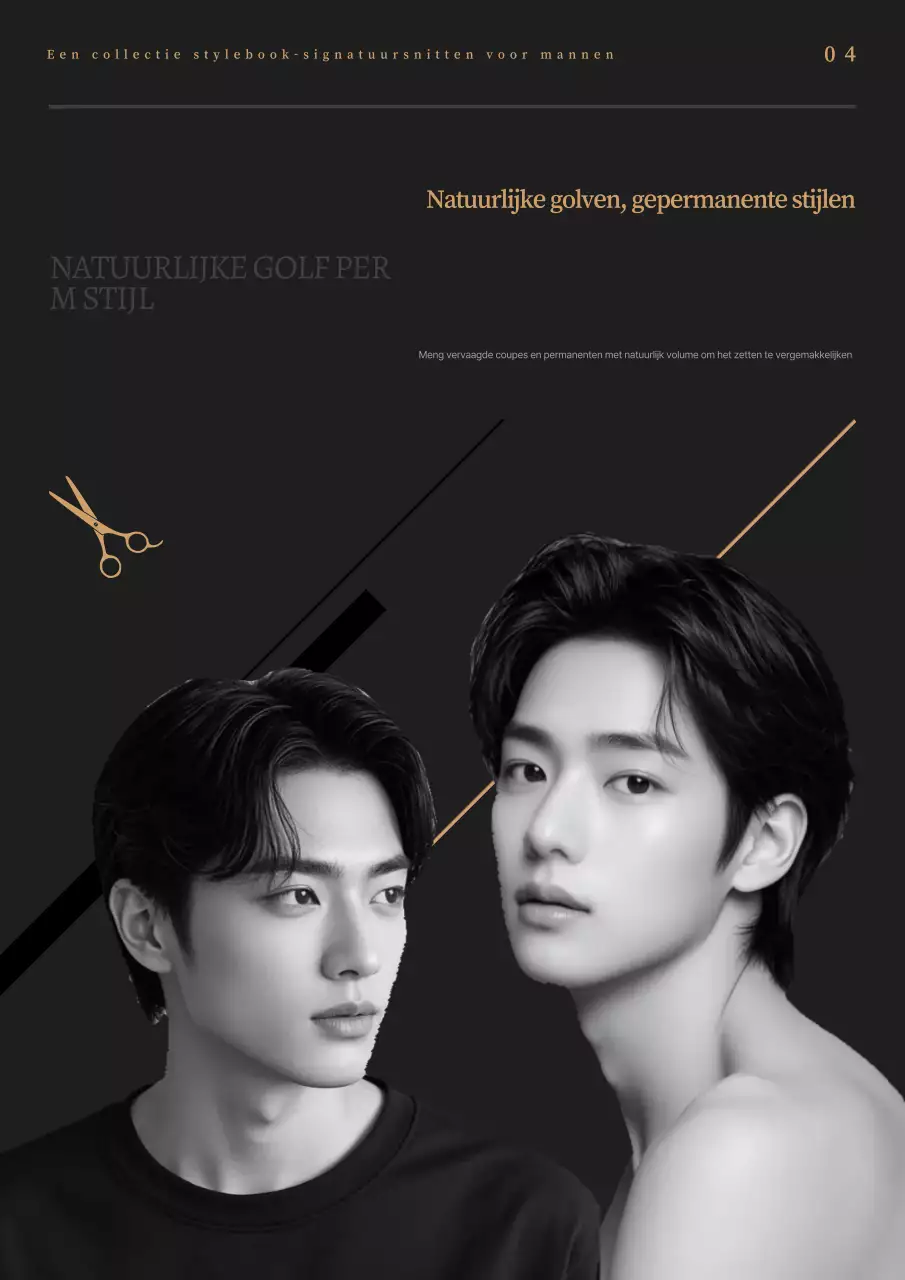 Advertentie voor zwart-wit eenvoudig kapsel