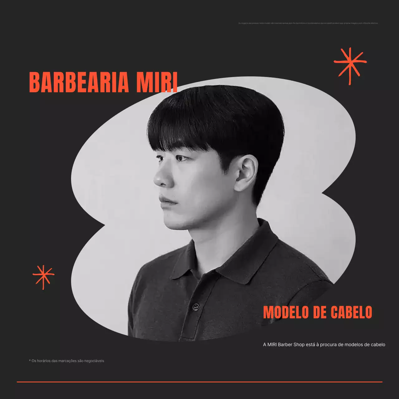 Promoção de recrutamento de modelo de cabelo preto e laranja simples