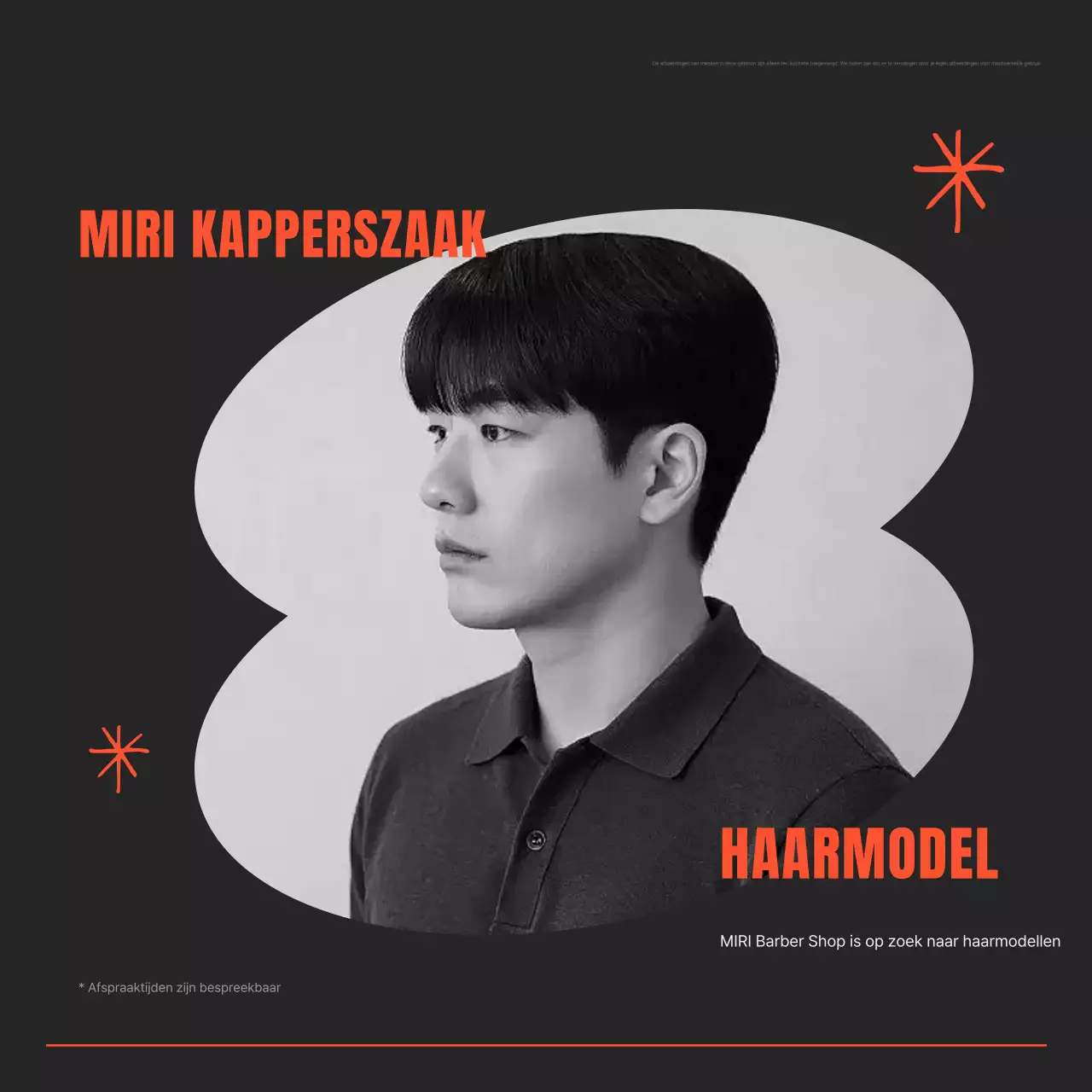 Promotie voor het werven van modellen met eenvoudig zwart en oranje haar