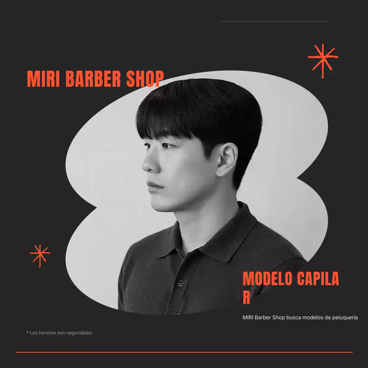 Promoción de reclutamiento de modelos con cabello simple negro y naranja