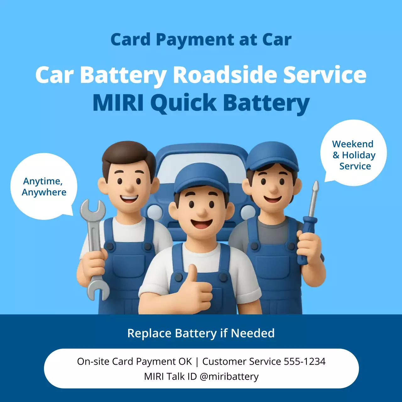 blue modern roadside service advertisement