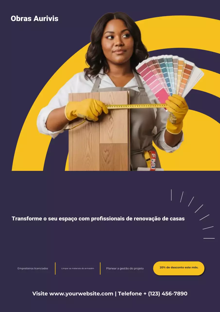 Cartaz de renovação de espaço moderno amarelo