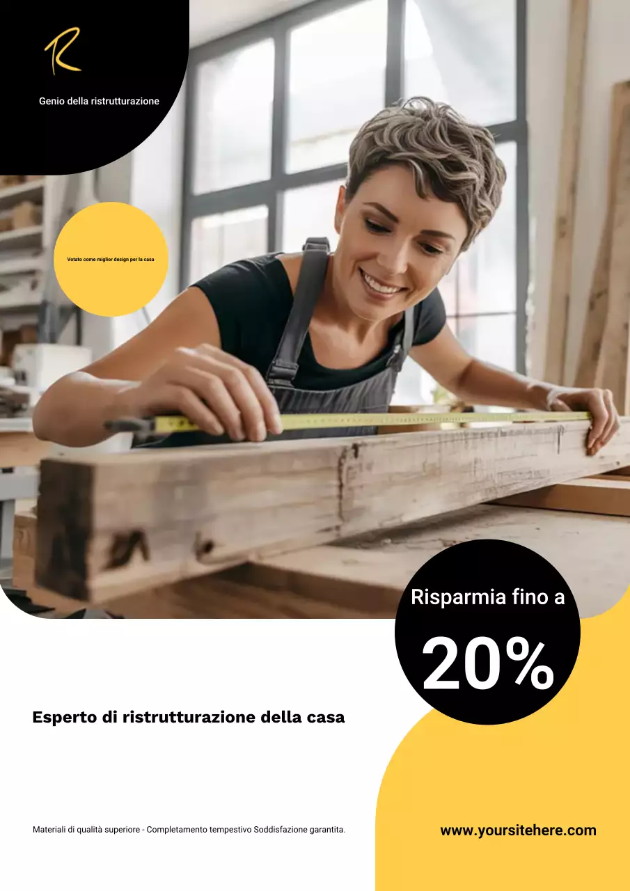 Manifesto pubblicitario per la ristrutturazione professionale di case moderne