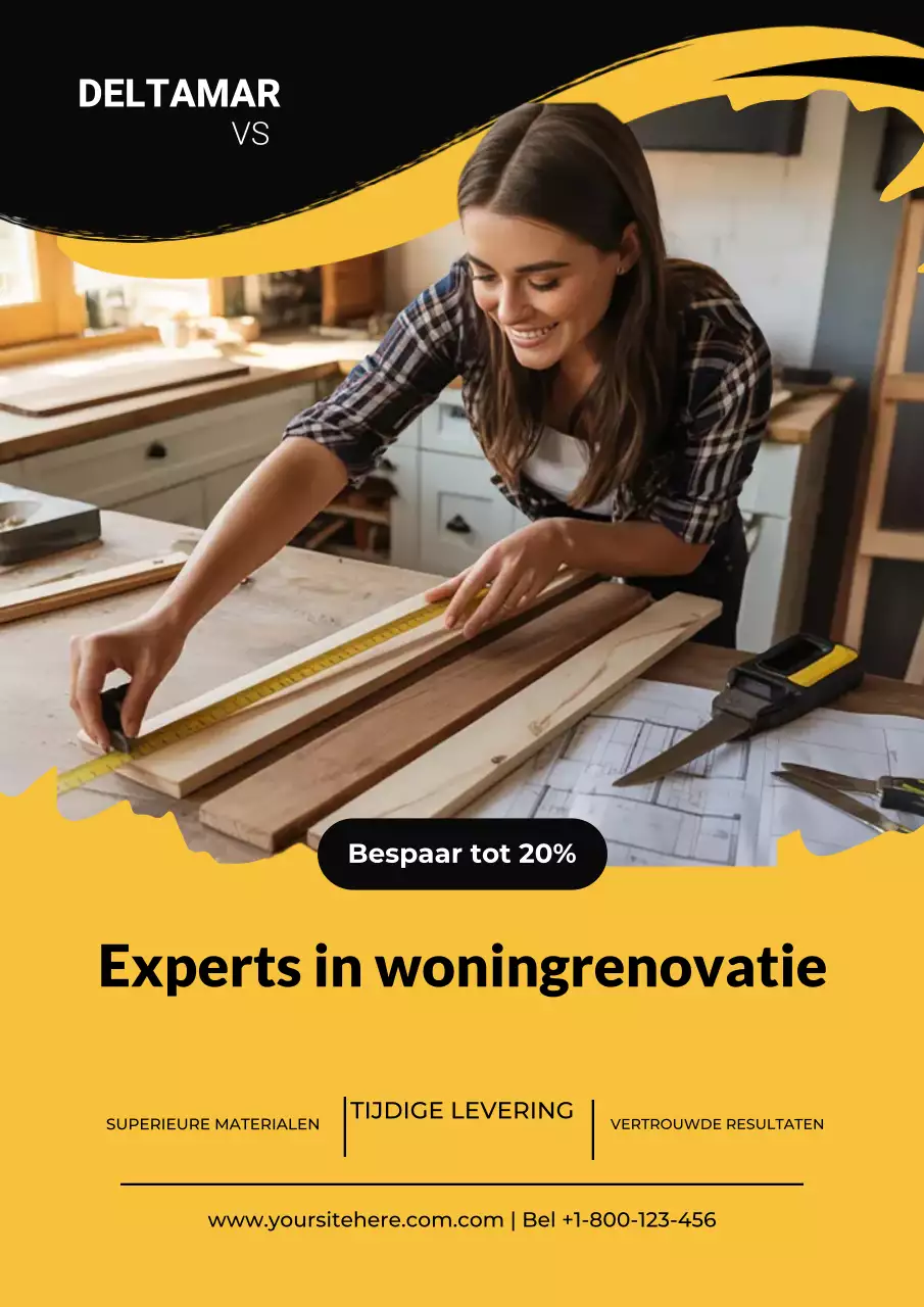 Gele poster voor moderne huisrenovatie