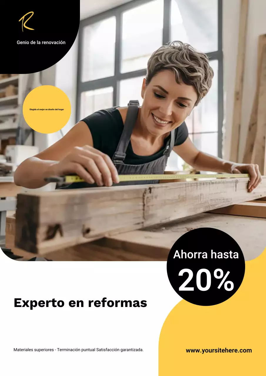 Cartel publicitario de renovación de vivienda moderna y profesional